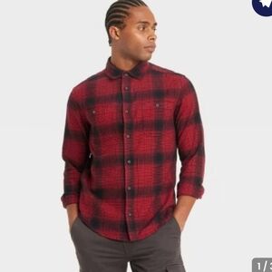 Goodfellow & Co Mid-Weight Button Down Red Black Buffalo Plaid Shirt Small
